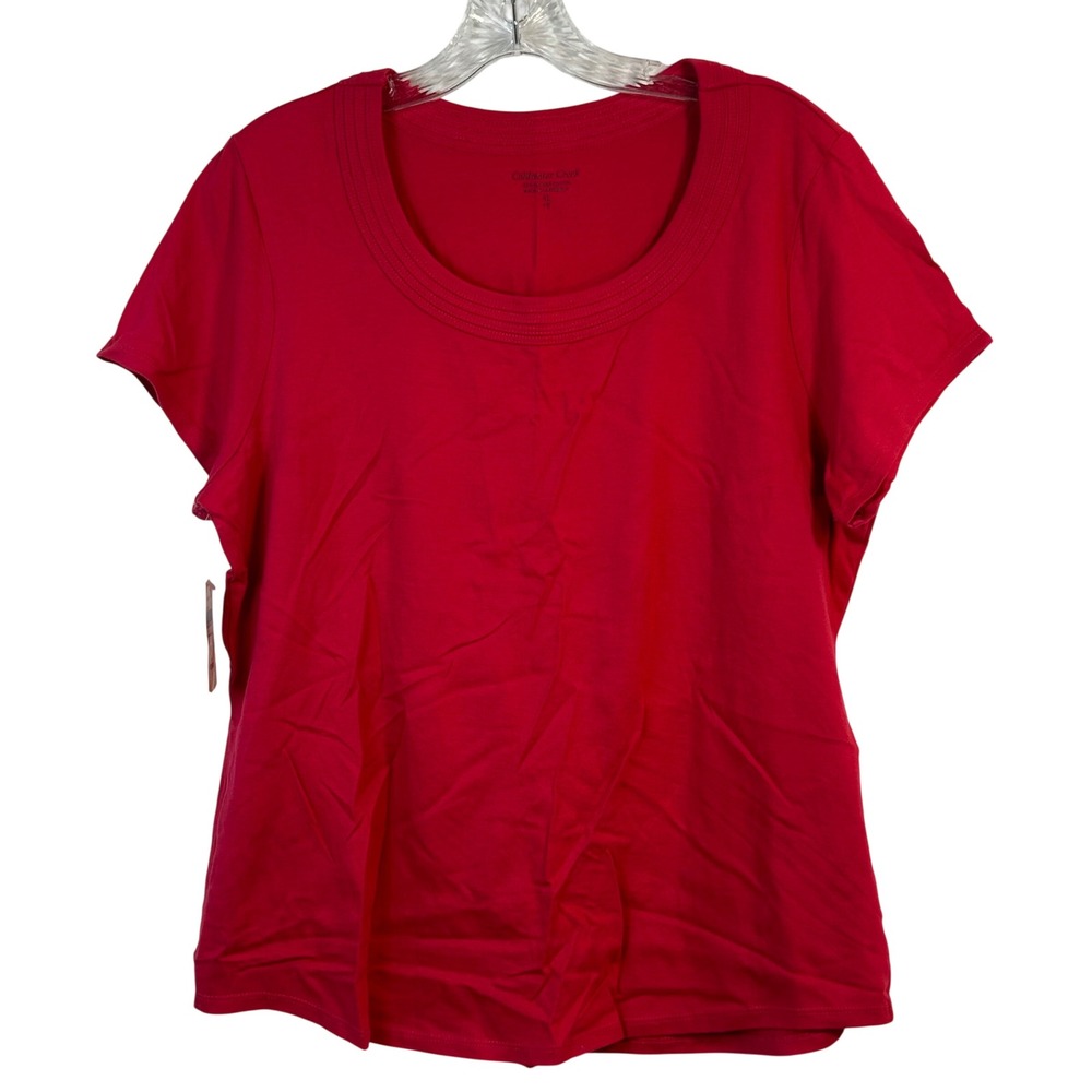 Coldwater Creek Red Short Sleeve Scoop Neck Tee